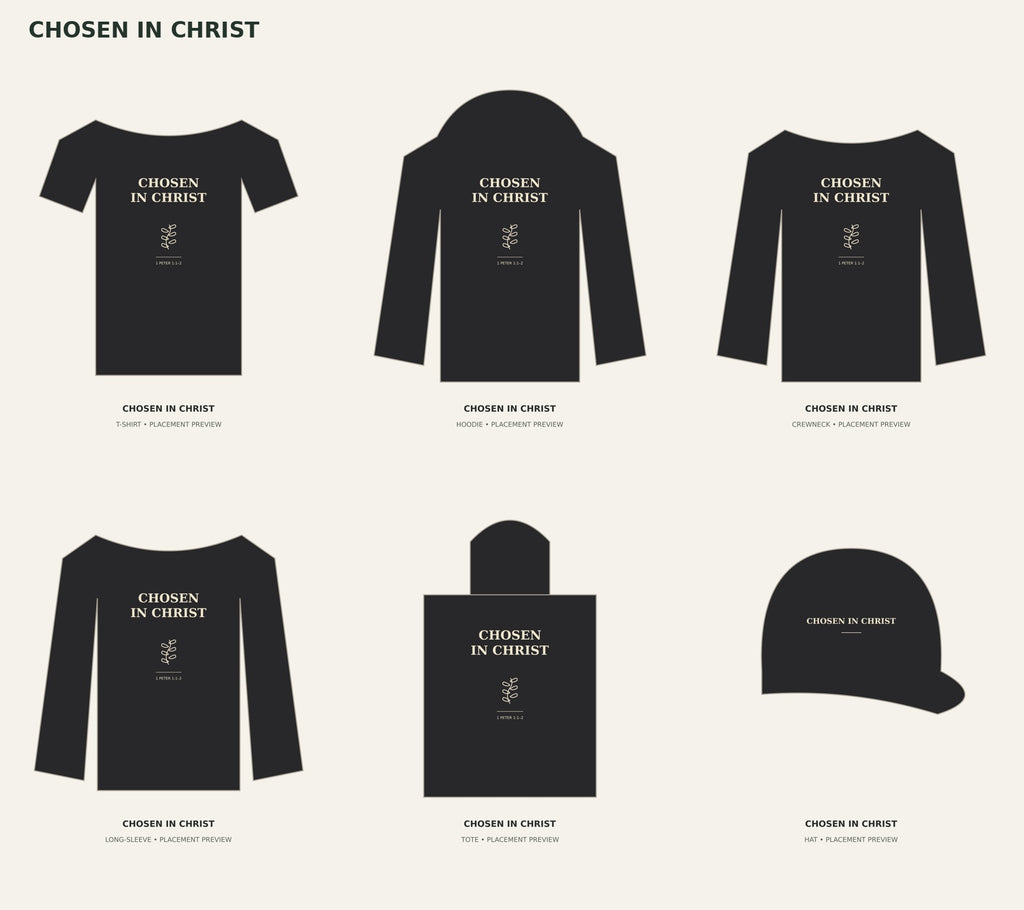 CHOSEN IN CHRIST — product placement previews
