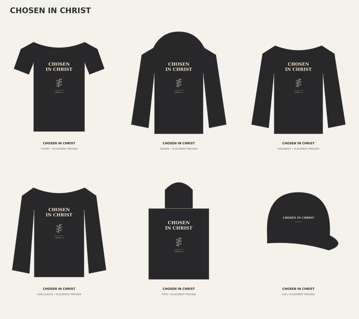 CHOSEN IN CHRIST — product placement previews