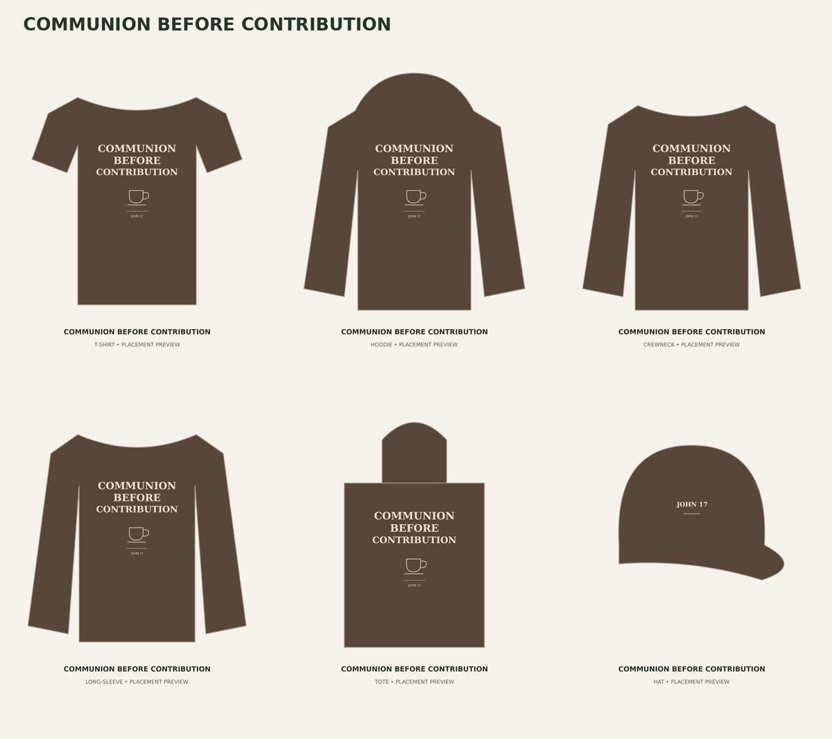 COMMUNION BEFORE CONTRIBUTION — product placement previews