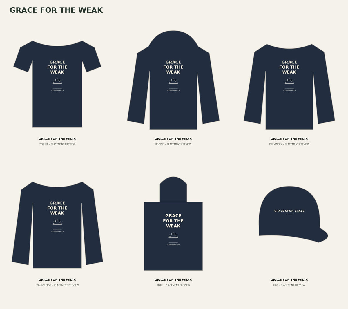 GRACE FOR THE WEAK — product placement previews