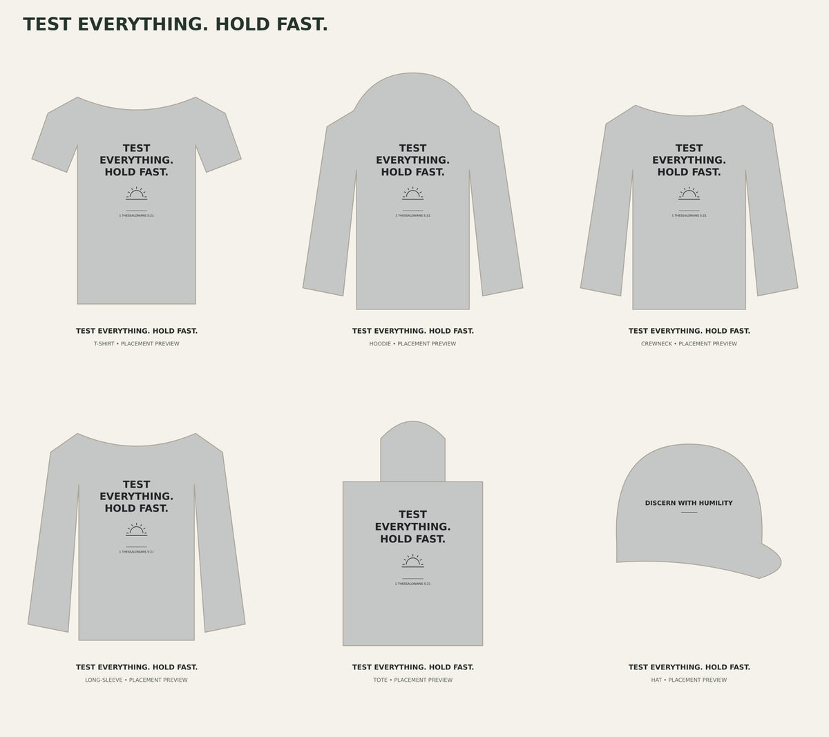 TEST EVERYTHING. HOLD FAST. — product placement previews